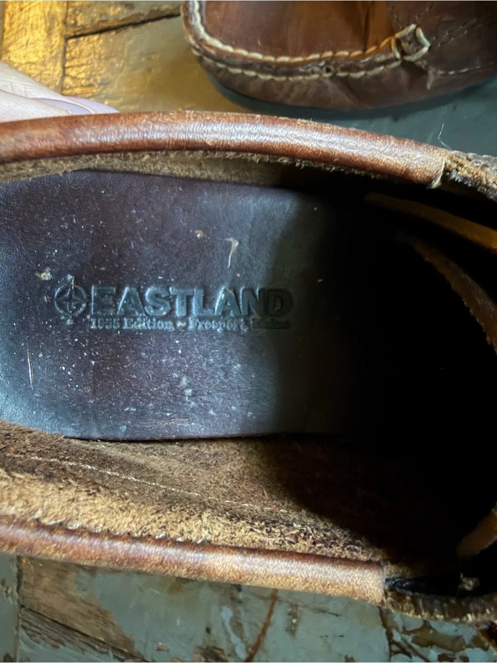 Eastland Women’s Brown Leather Falmouth Loafers with Tan Laces and Rubber Soles